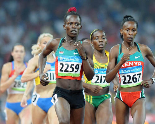 Pamela Jelimo and Janeth Jepkosgei executed a Kenya 1-2 in the 800m. 